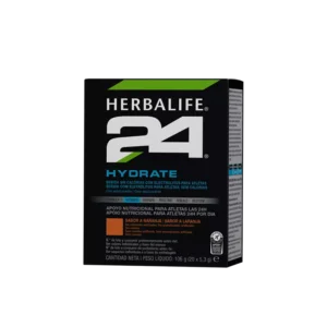 Caja de Herbalife24 Hydrate sabor naranja, bebida sin calorías con electrolitos para atletas.
