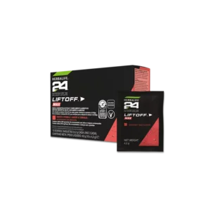 Bebida energética Herbalife24 LiftOff Max sabor pomelo en caja con sobres individuales.