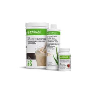 Pack desayuno saludable Herbalife con batido Fórmula 1 sabor galleta crujiente, té y concentrado de aloe.