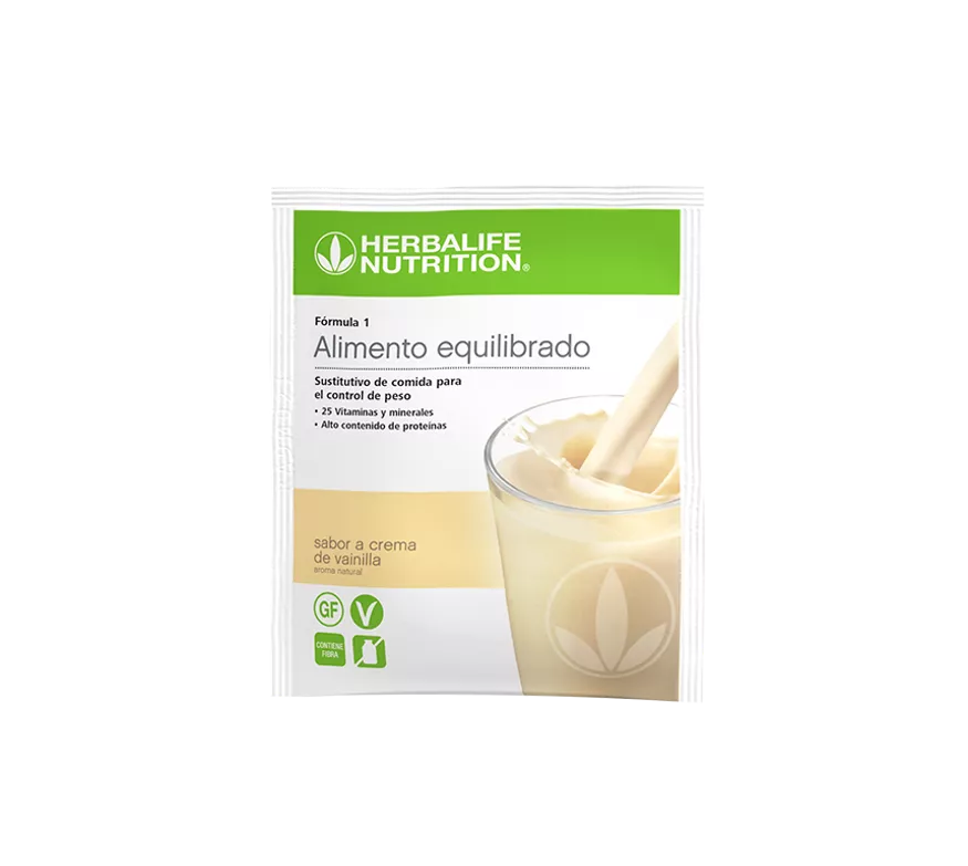Sobre de batido Herbalife Fórmula 1 sabor crema de vainilla